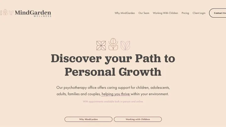 Mind Garden Wellness website